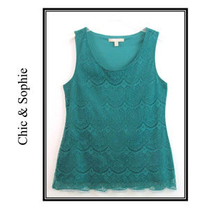 Banana Republic Sleeveless Green Lace Style Blouse